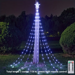 Christmas Waterfall Cone Tree Light LED With Star Topper 8 Modes