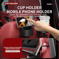 Car Seat Back Hook with Cup Holder and Phone Bracket