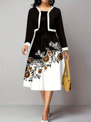 Paisley Print Dress & Open Front Cardigan Set