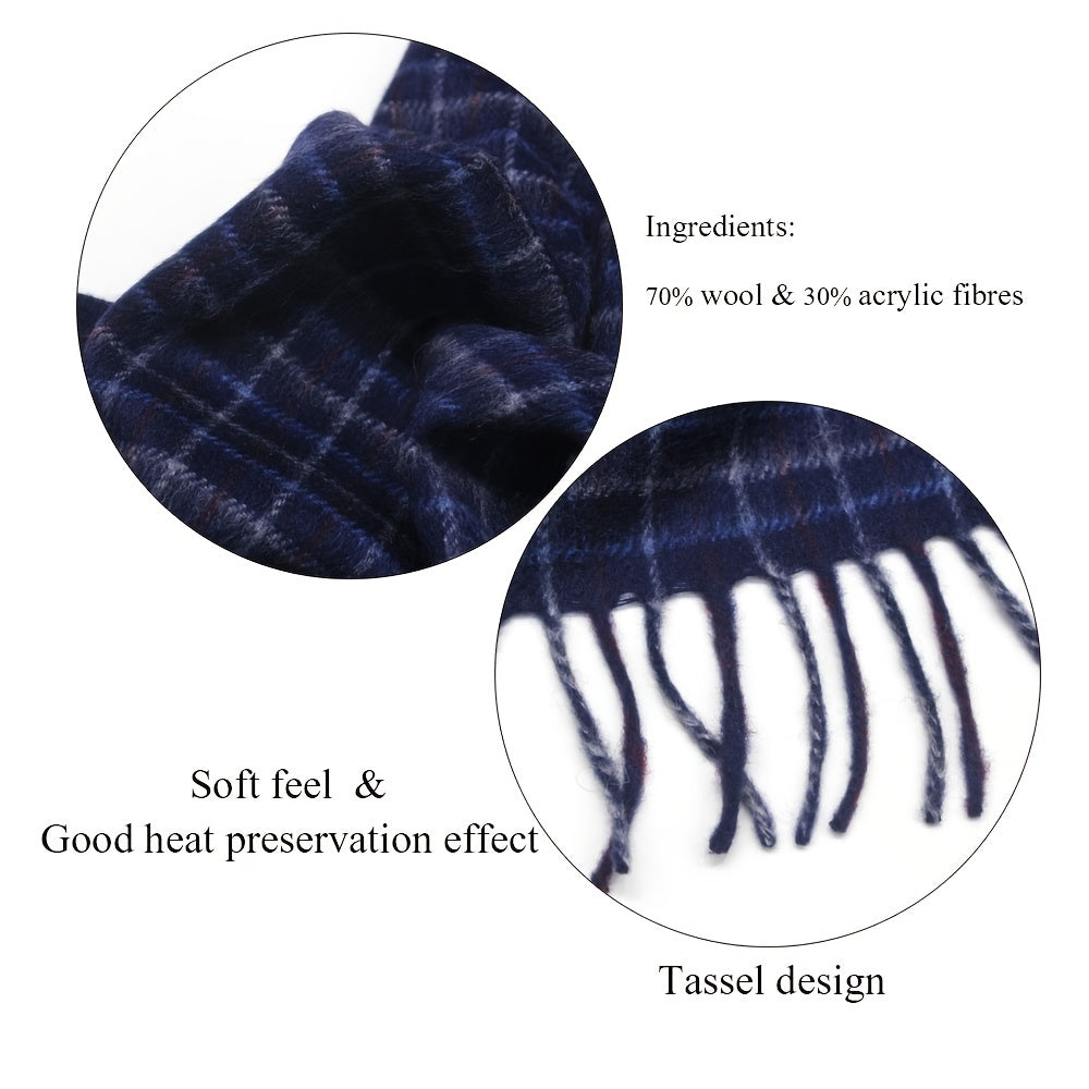 Wool Plaid Scarf Soft Winter Warm Cold Weather Scarf