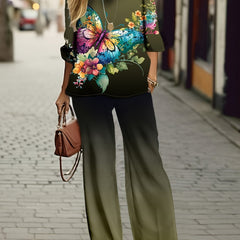 Butterfly & Ombre Print 2 Piece Set