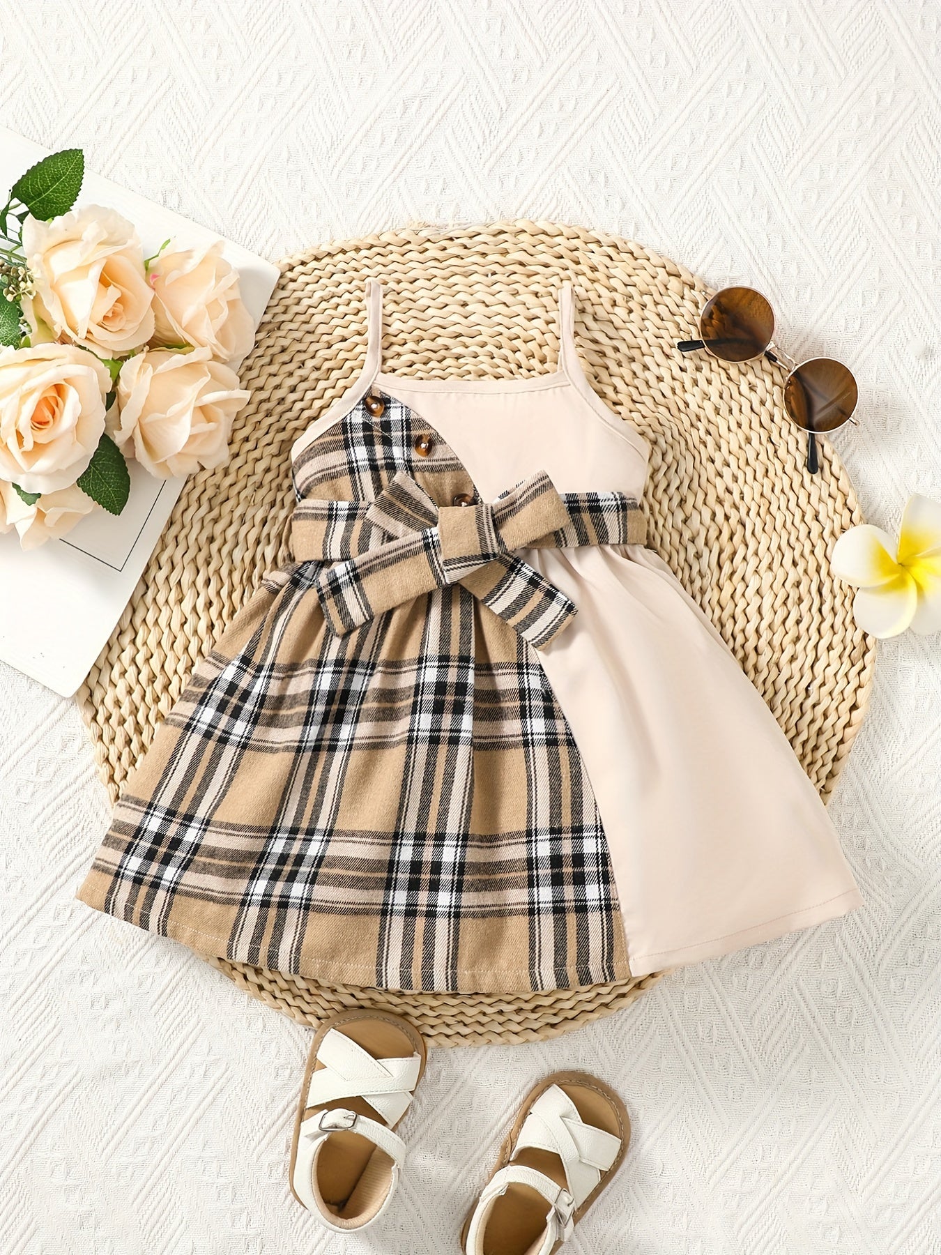 Baby Boys Casual Block Button Front Belted Cami Dress