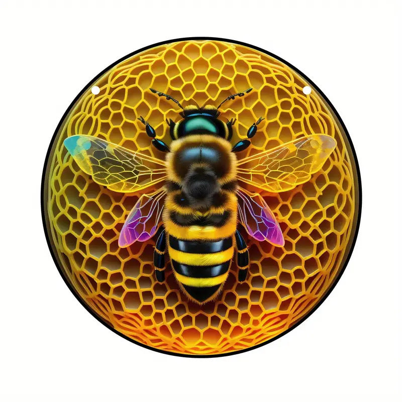 Bee Suncatcher Stained Glass Window Hanging for Home Decor