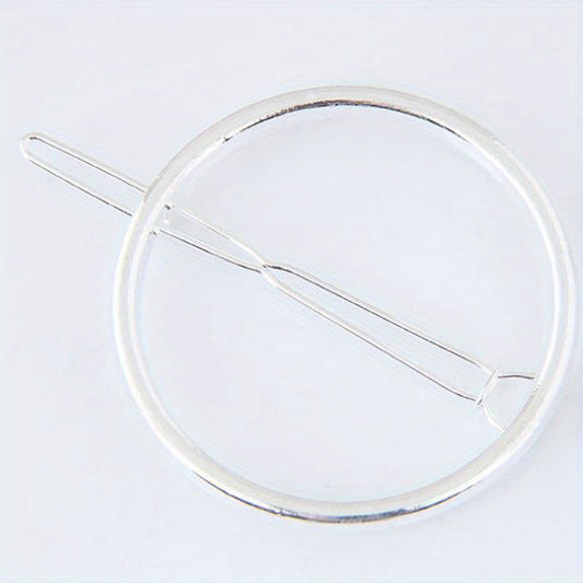 Round Frame Hair Clip Minimalist Solid Hair Pin Alloy Headwear