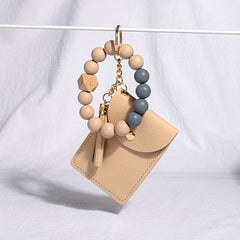 Silicone Bead Bracelet Keychain Wallet Tassel Coin Purse for Women