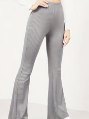 Ribbed High Rise Stretch Skinny Flare Leggings