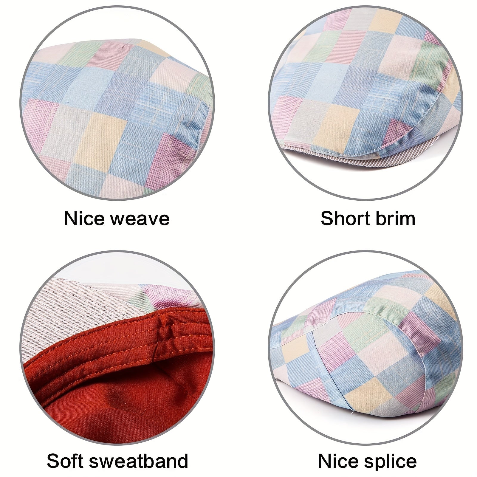 Plaid Style Newsboy Hat Men's Casual Painter Hat