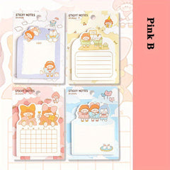 Cartoon Self adhesive Sticky Notes Ins Girl Heart Tearable Sticky Notes