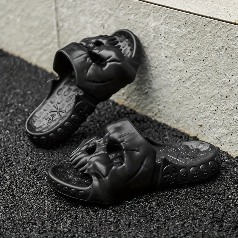 Men's Skull Non Slip Slides, Quick Drying