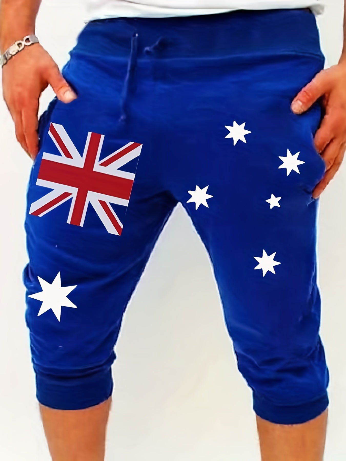 British Flag Comfy Shorts Men s Casual Solid Stretch Knee Long Drawstring Shorts
