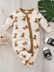 Cotton Doll Bear Print Romper Baby Bodysuit