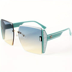 Rimless Sunglasses Women Large Gradient UV400 Sun Shades Glasses