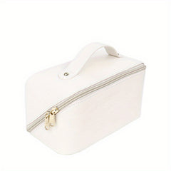 Large Capacity Travel Cosmetic Bag Open Flat Waterproof PU Leather Makeup Bag