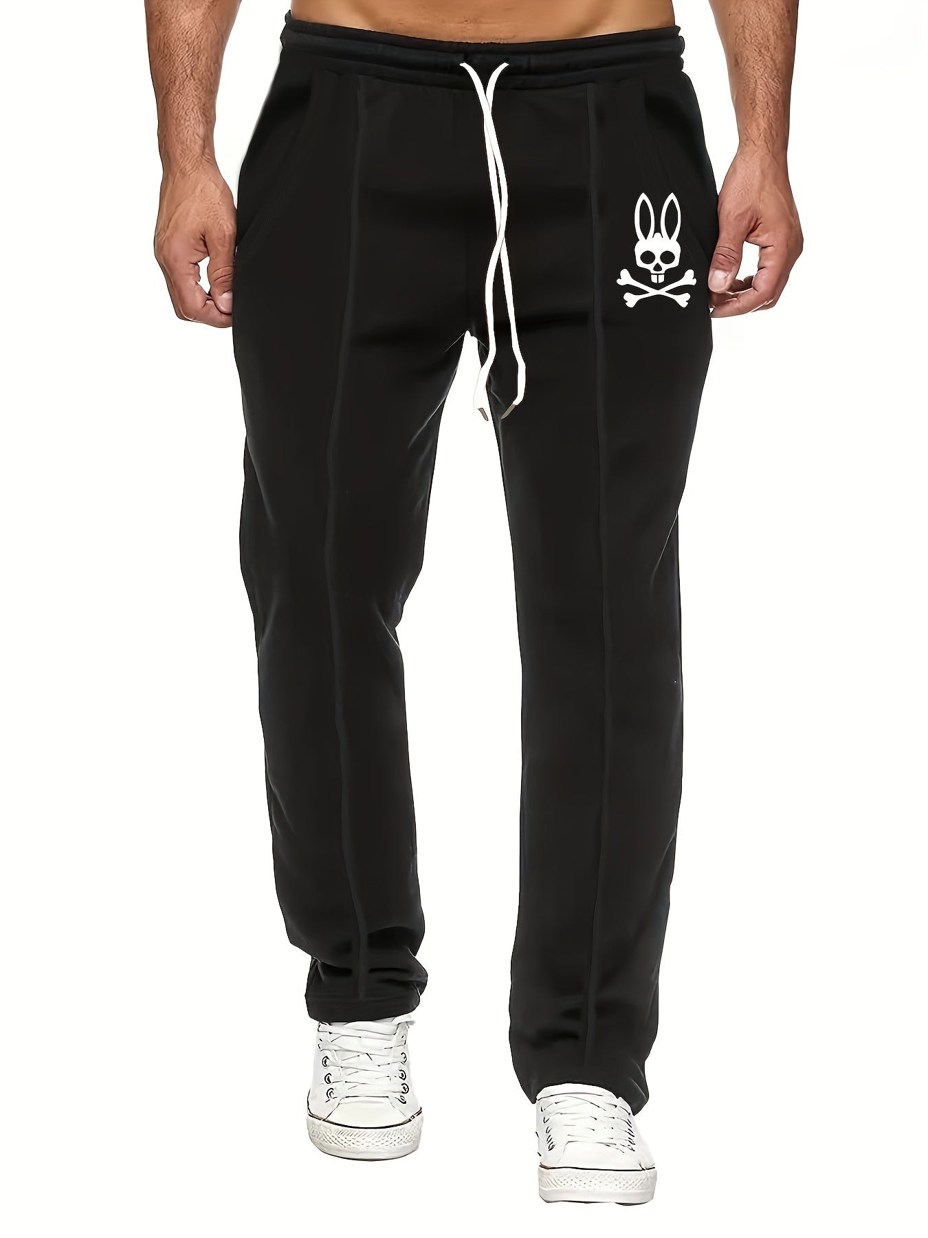 Men's Rabbit Bone Print Joggers Casual Loose Fit Pants