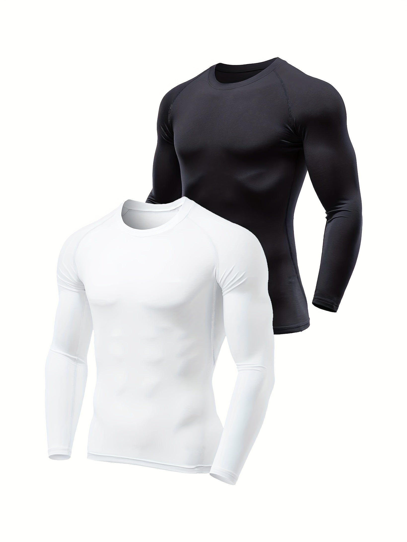 2pcs Men's Compression T shirt Long Sleeve High Stretch