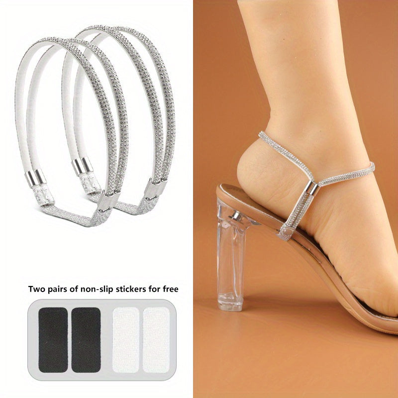 Elastic Rhinestone Shoe Anklet Straps For High Heels