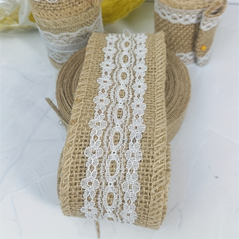 Burlap Decorative Ribbon Jute Woven Webbing Lace Linen Roll