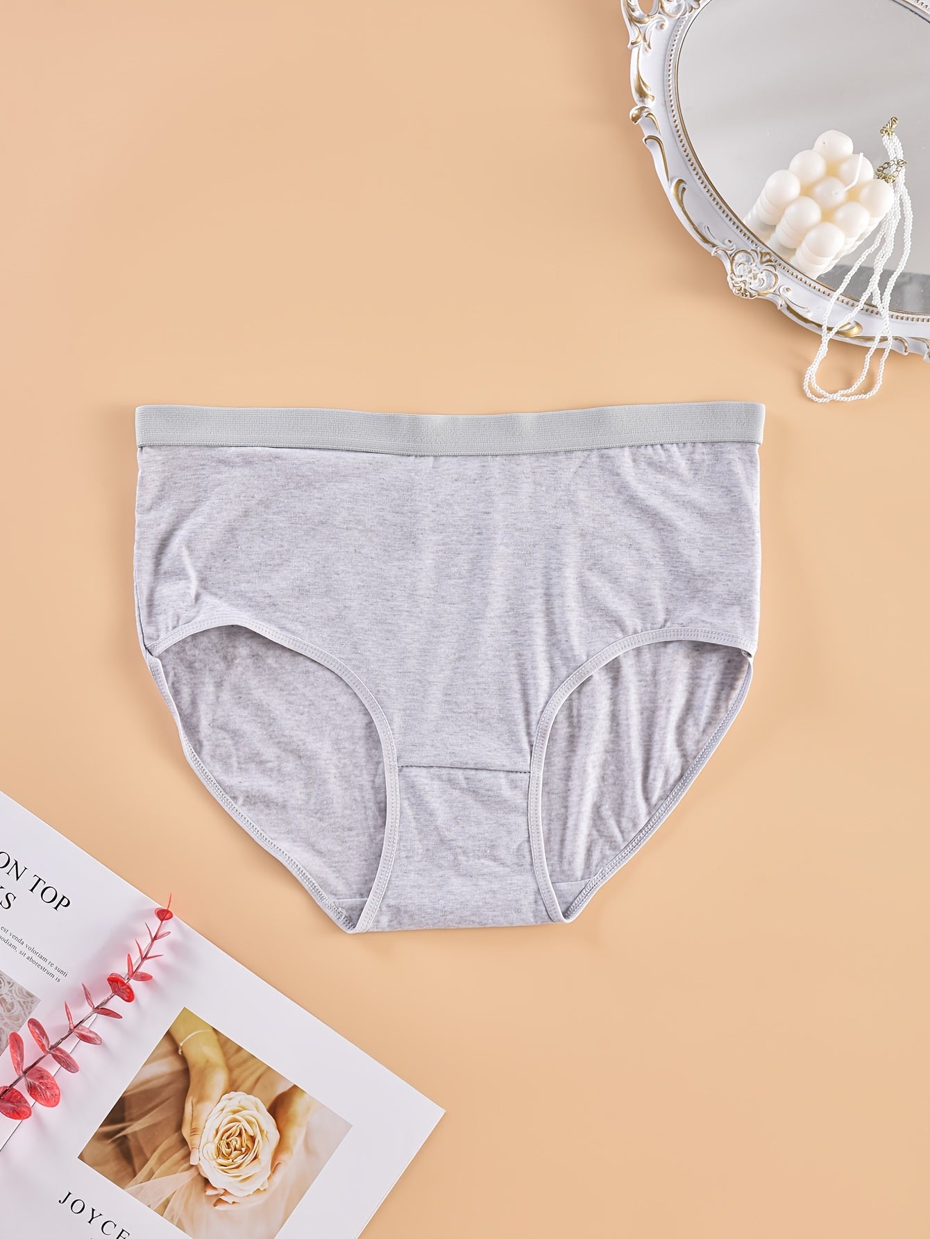 3 Pack Plus Size Panties Set Women's Plus Solid High Waisted Briefs