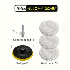 5pcs Wool Polishing Sponge Floor Waxing Car Boat Glass Cleaning Sponge