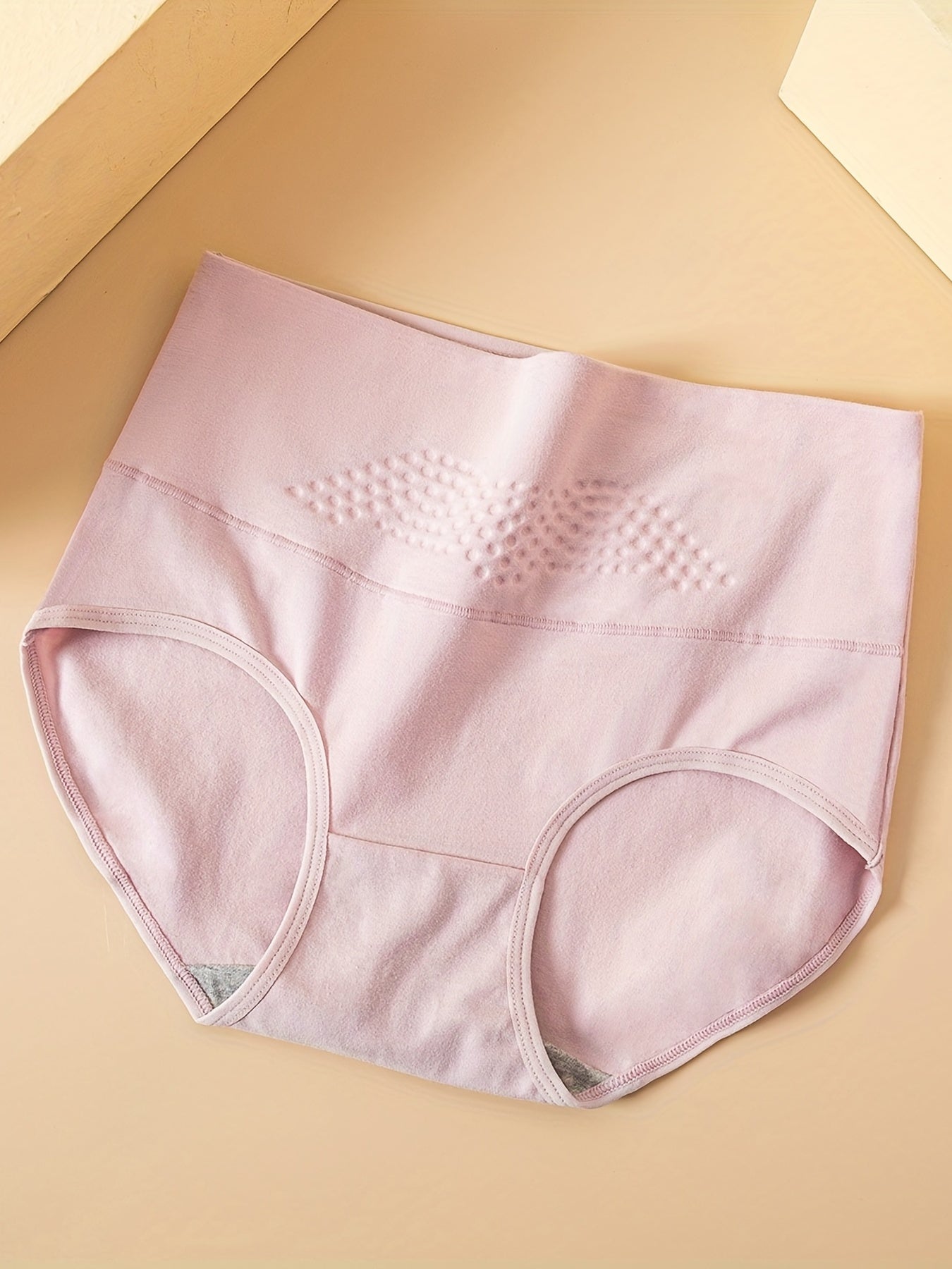 4pcs Dot Textured High Waist Panties Soft Intimates Lingerie Underwear