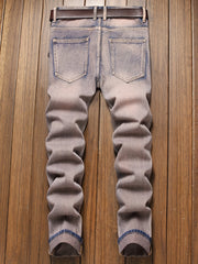 Slim Fit Ripped Jeans Mens Casual Street Style Distressed Denim Pants