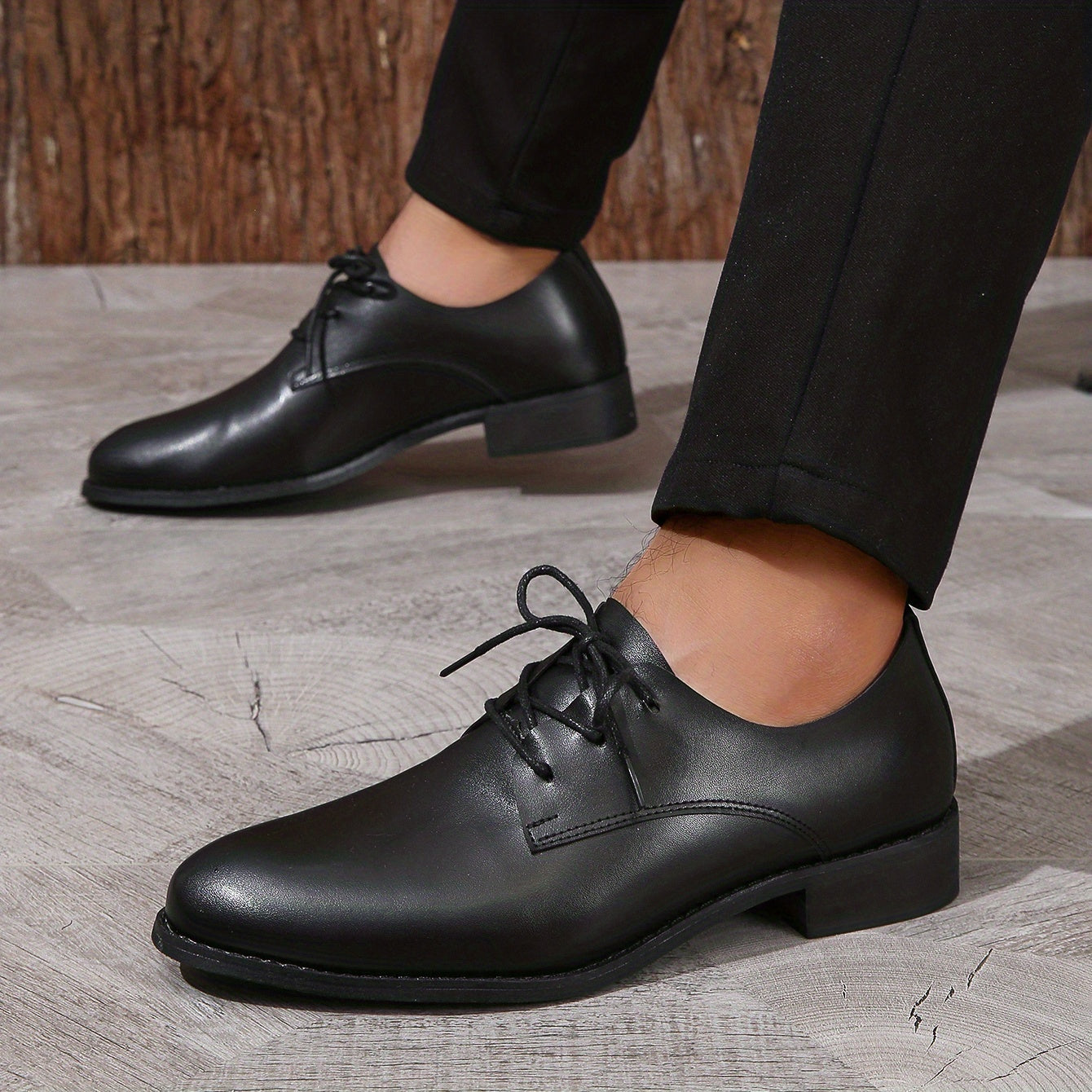 Men's Low Heel Derby Shoes Lace-up Front Dress Shoes