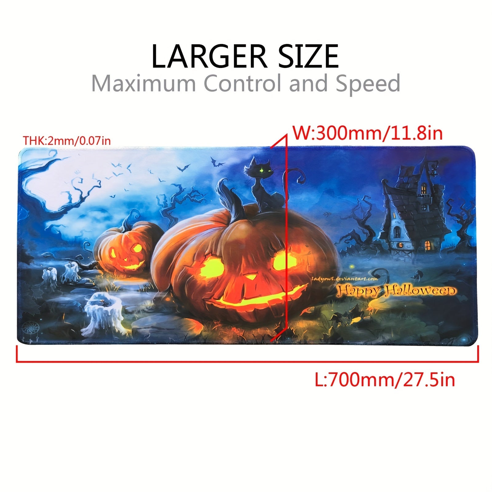 Happy Halloween Pumpkin Ghost And Bats Mouse Pad XL
