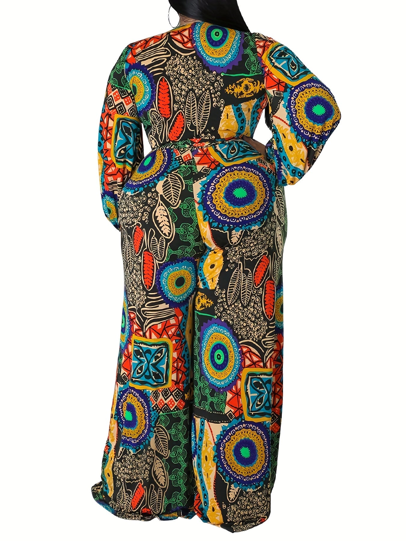 Floral Print Surplice Neck Jumpsuit with Belt