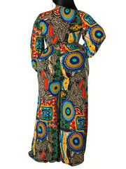Floral Print Surplice Neck Jumpsuit with Belt