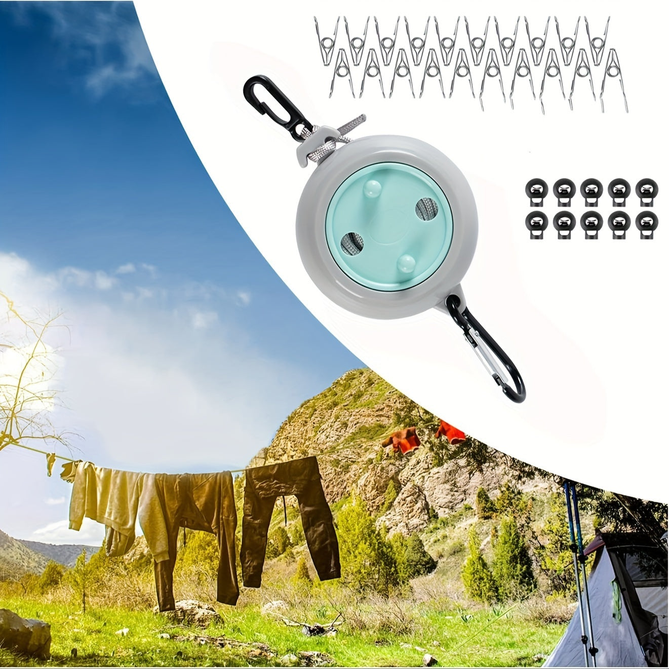 Adjustable Portable Clothesline Cord for Camping Laundry Dry Rope