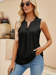 Eyelet Embroidered V Neck Tank Top Sleeveless Summer Casual Women's Tank