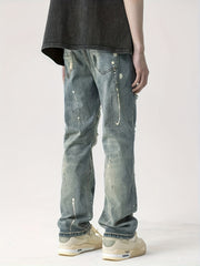 Vintage Street Style Ripped Jeans Loose Fit Straight Leg Pants