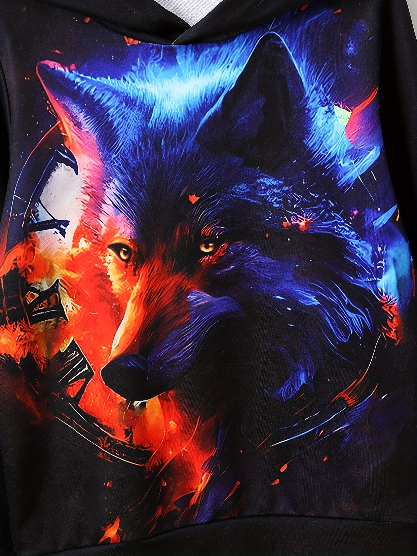 Wolf 3D Print Boys Pullover Hoodie For Spring Fall