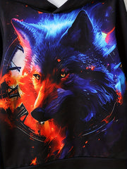 Wolf 3D Print Boys Pullover Hoodie For Spring Fall