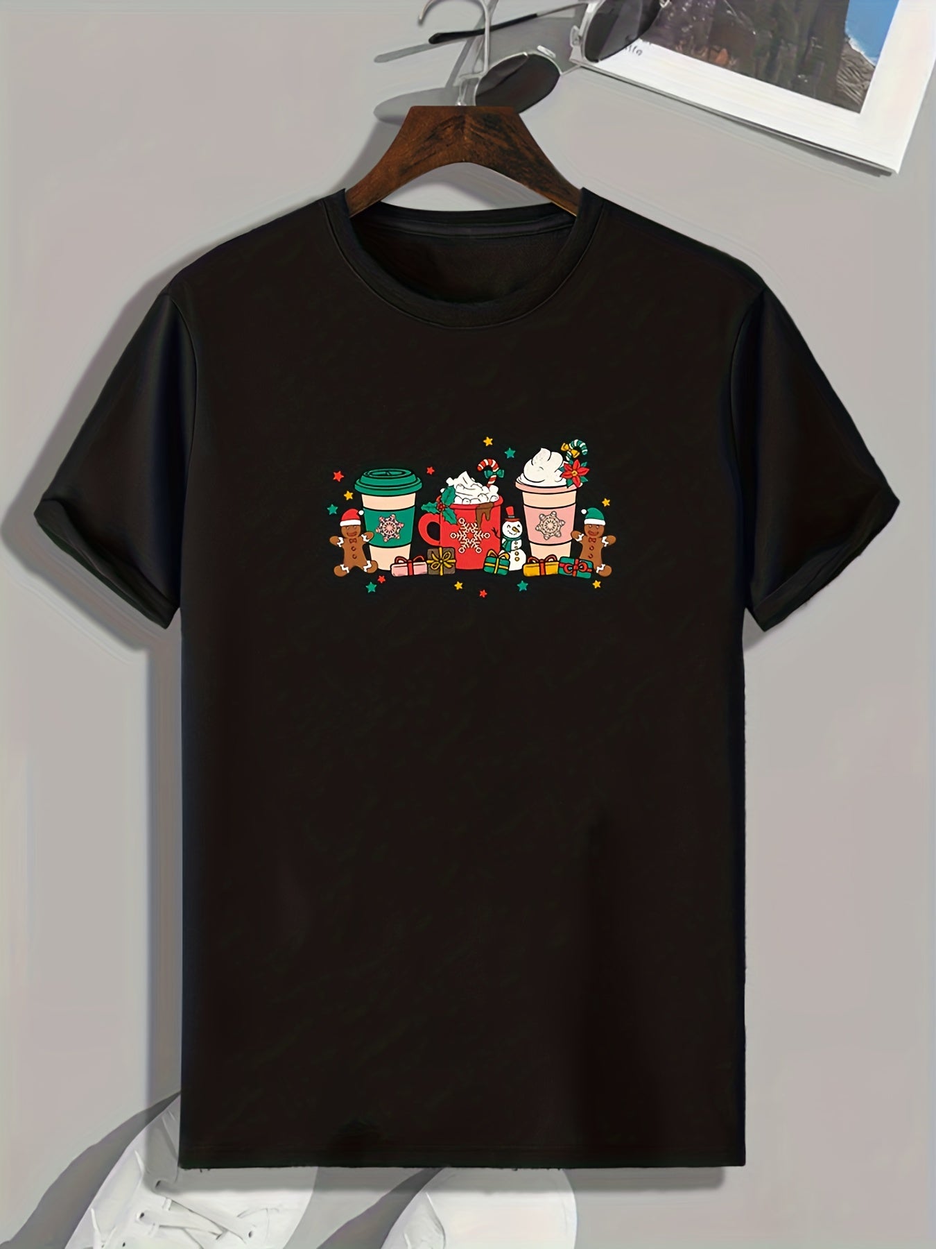Christmas Drinks Pattern Print Men's Comfy Sports T-shirt