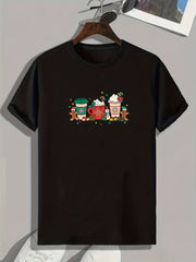 Christmas Drinks Pattern Print Men's Comfy Sports T-shirt