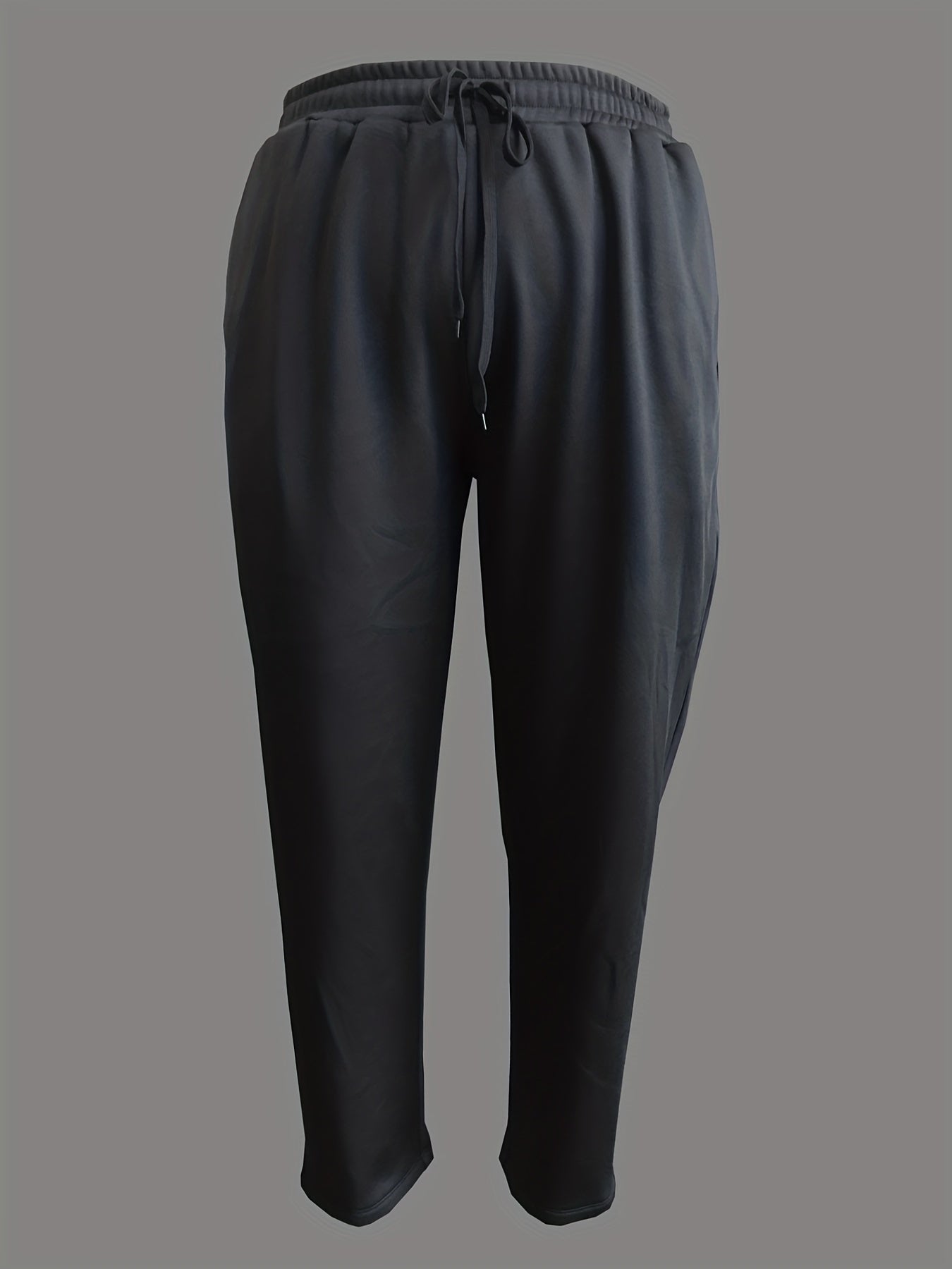 Solid Fleece Sports Pants with Pockets