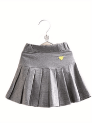 Girls Heart Embroidered Flare Skirt With Shorts for Kids