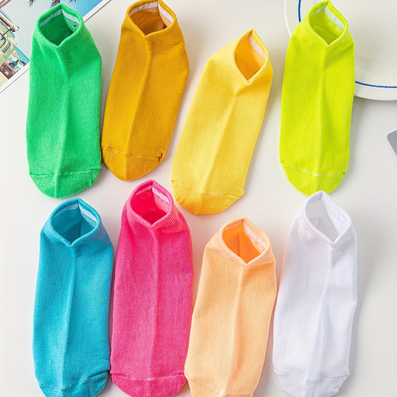 8 Pairs Solid Ankle Socks Soft & Comfy Women's Stockings
