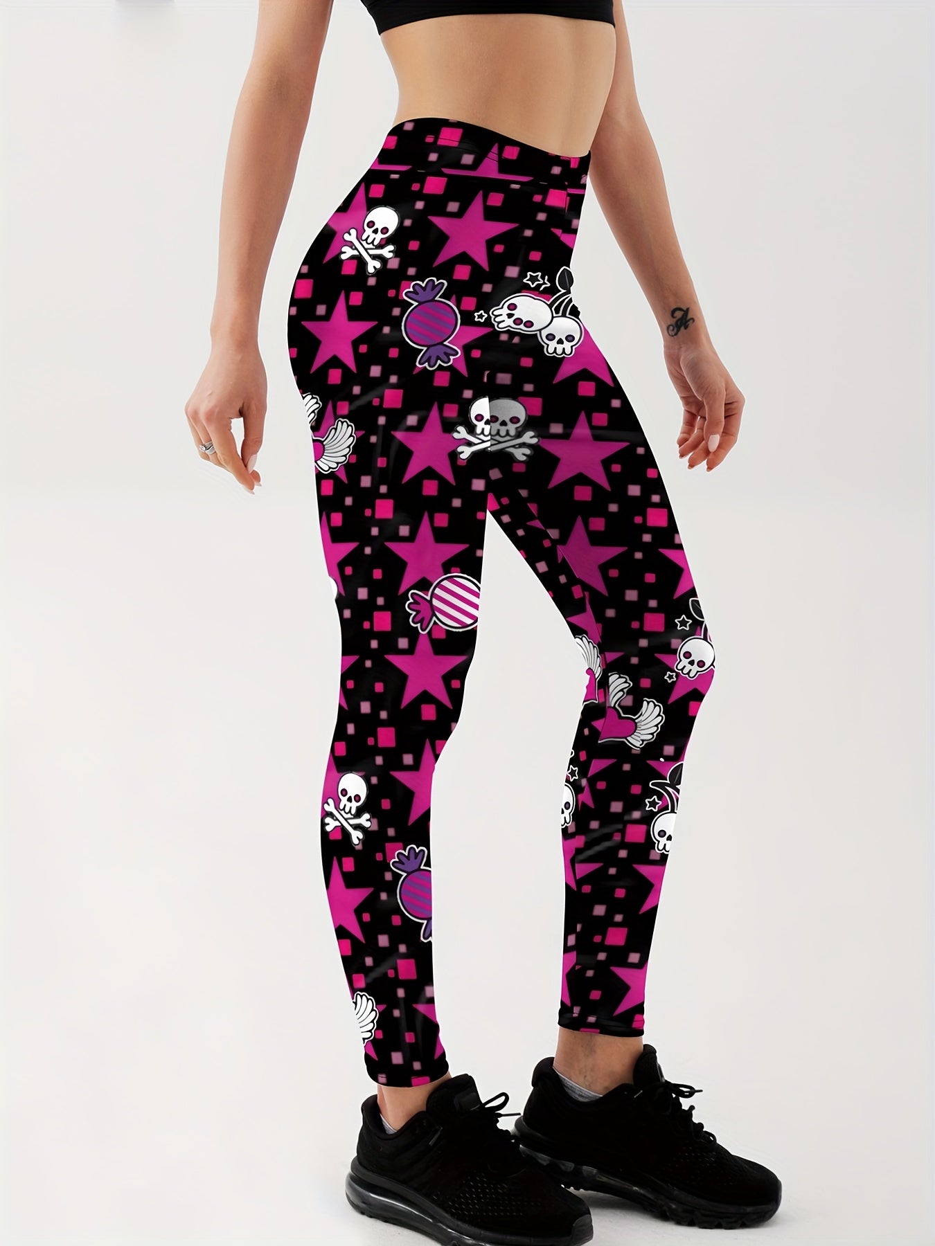 Skull Graphic Yoga Leggings for Women
