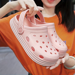 Women's Platform Clogs Casual Hollow Out Breathable Non Slip Slide Shoes