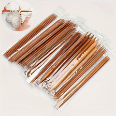 75pcs Wooden Sweater Needle Crochet Set Double Head Carbonization Rod Needle Woo