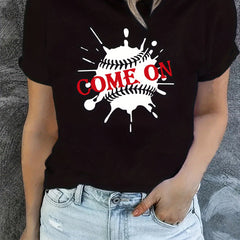 Baseball Graphic Short Sleeve Sports T-shirt for Women