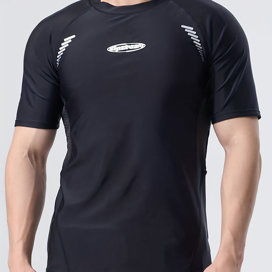 Men's Nylon Swimwear Short Sleeve T-shirt Sun Protection