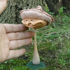 Hand Carved Mushroom Statue for Patio or Garden Decor