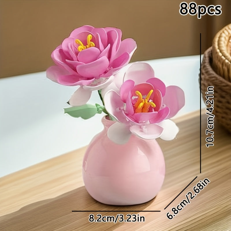 DIY Mini Building Rose Flower Green Plant Model Home Decor Toy