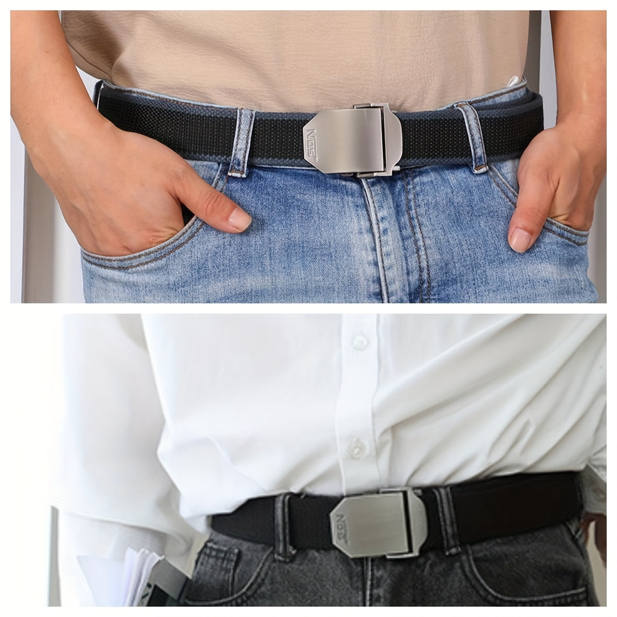 Men's Canvas Belt with Aluminum Alloy Buckle