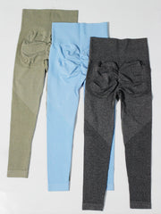 Stretchy Solid Yoga Leggings with Wide Waistbelt