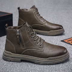 Men's Round Toe Zipper Boots