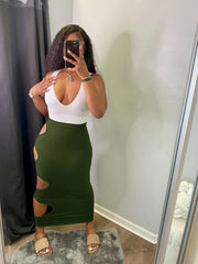 Maxi Skinny Skirt Solid High Waist for Party & Club Women